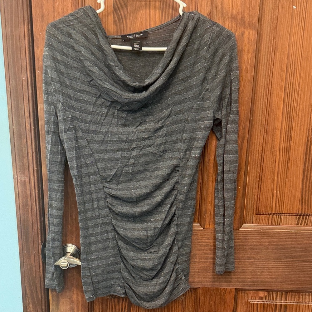 White House Black Market Gray Long Sleeve Top